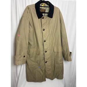 Vintage Eddie Bauer Trench Coat Mens Large Khaki Made in USA Classic